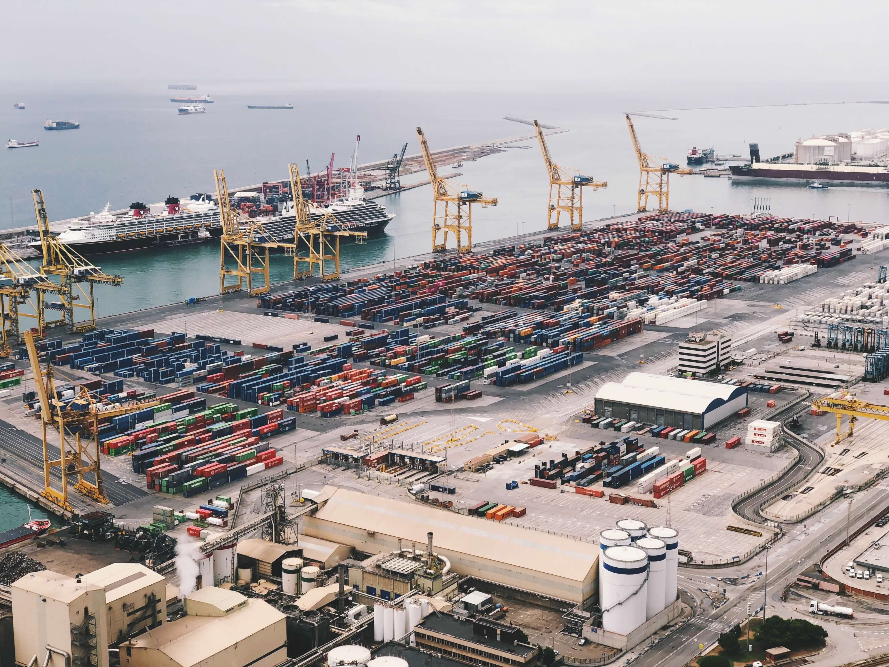 Aerial container port illustrating regional trade, logistics, and connected markets